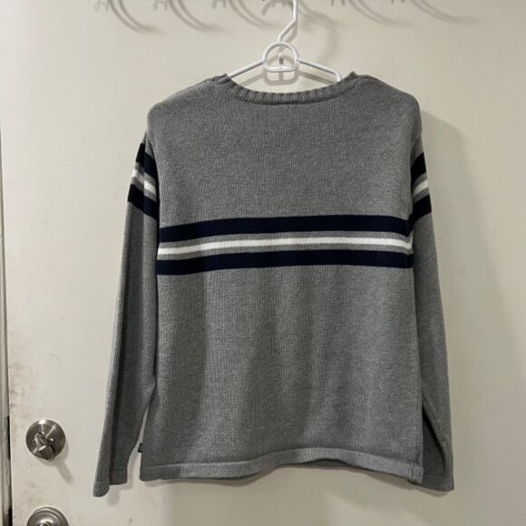 Gap Youth Boys Gray Stripe 100% Cotton Crewneck Long Sleeve Sweater Sz XL-12 - Picture 5 of 9